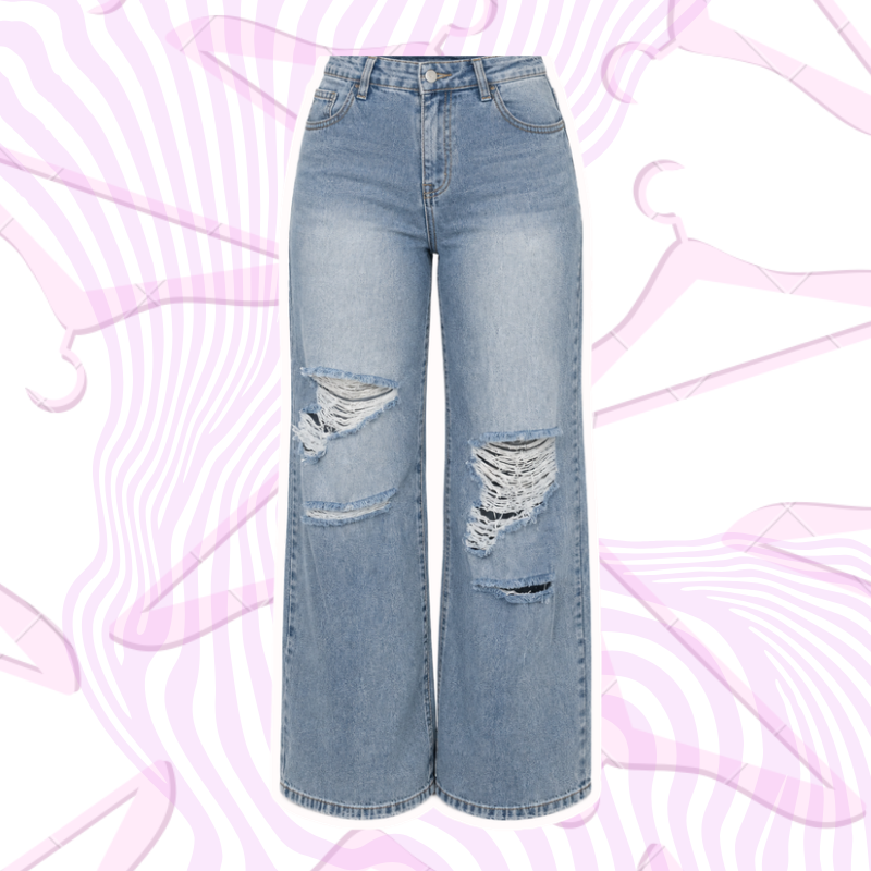 Distressed Wide Leg Jeans