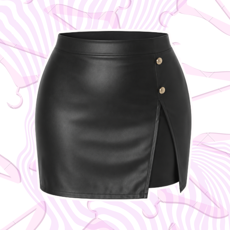 Black Faux Leather Mini Skort