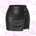 Black Faux Leather Mini Skort