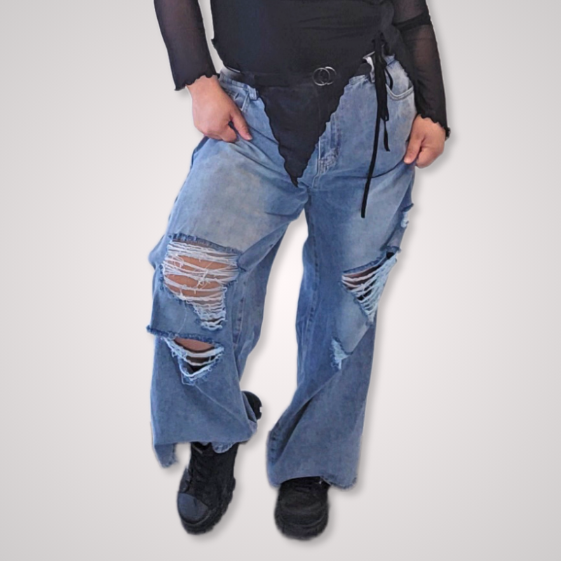 Distressed Wide Leg Jeans