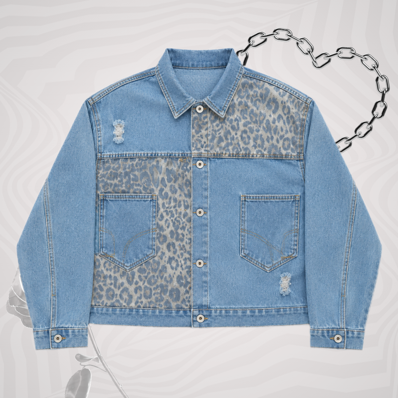 Leopard Patchwork Denim Jacket