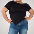 Ribbed Off-Shoulder Asymmetrical Top