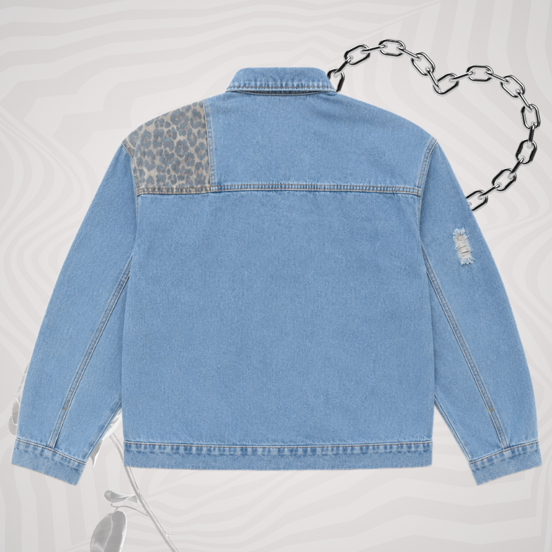 Leopard Patchwork Denim Jacket