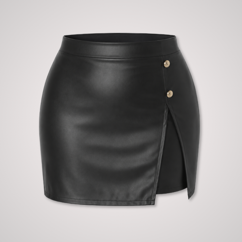 Black Faux Leather Mini Skort