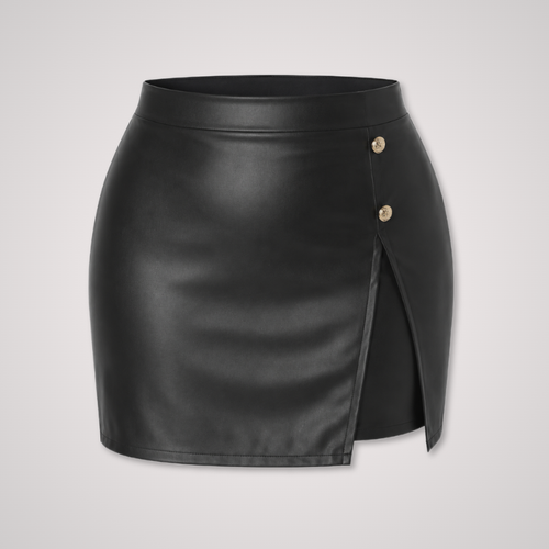 Black Faux Leather Mini Skort