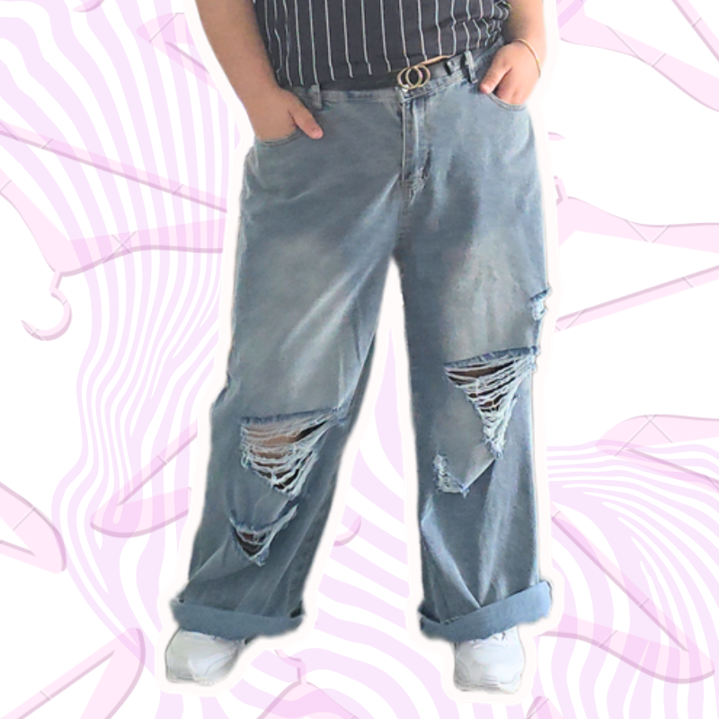 Distressed Wide Leg Jeans