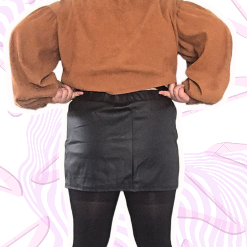 Black Faux Leather Mini Skort