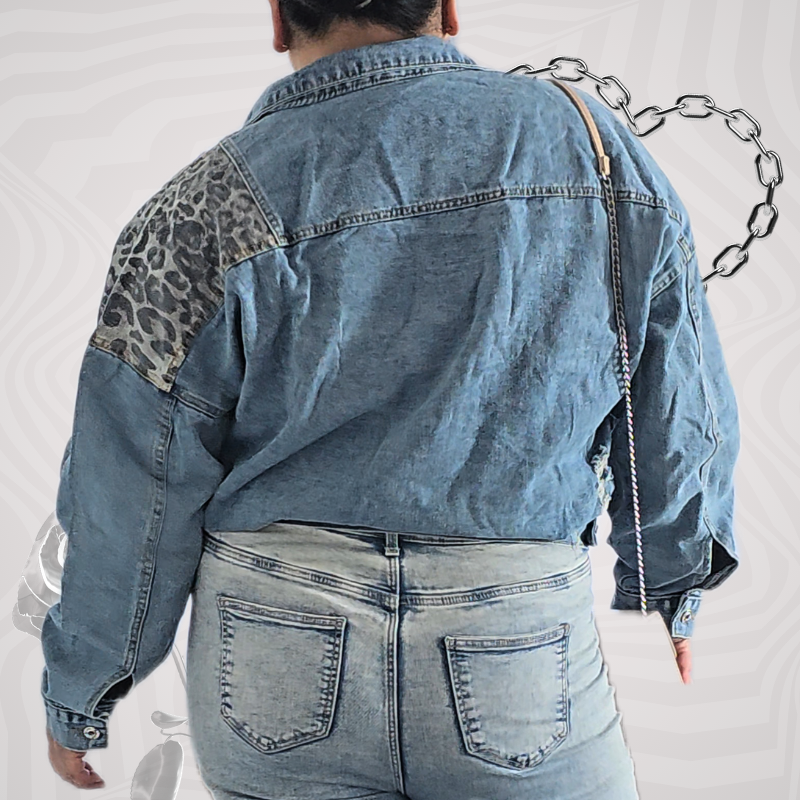 Leopard Patchwork Denim Jacket