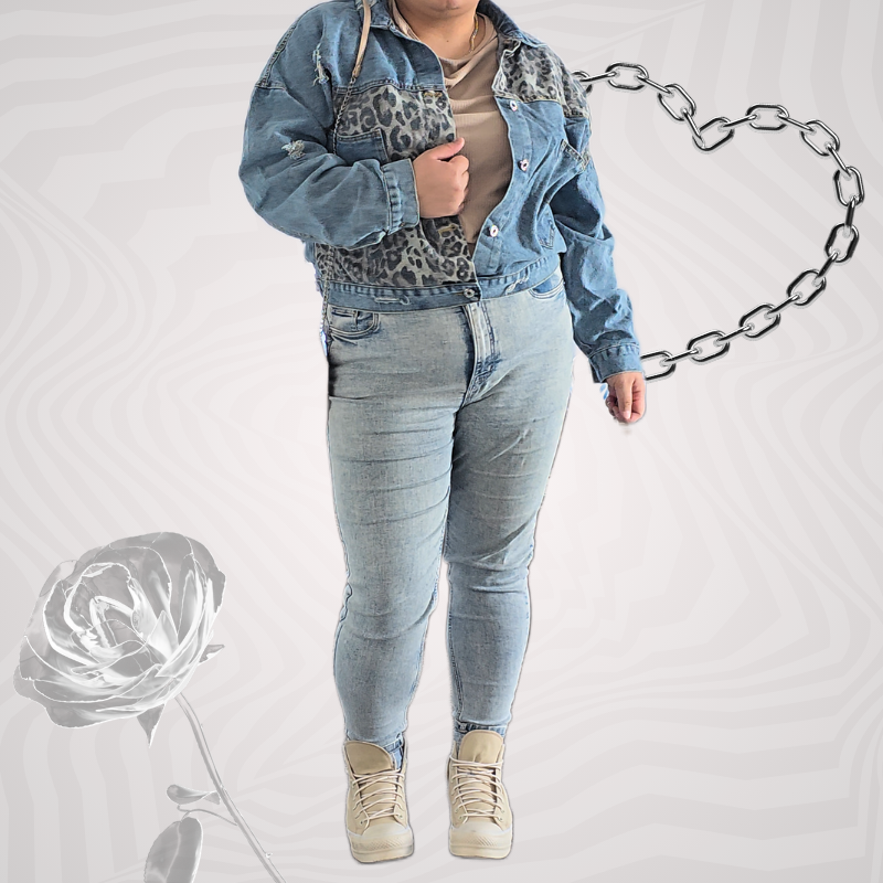 Leopard Patchwork Denim Jacket
