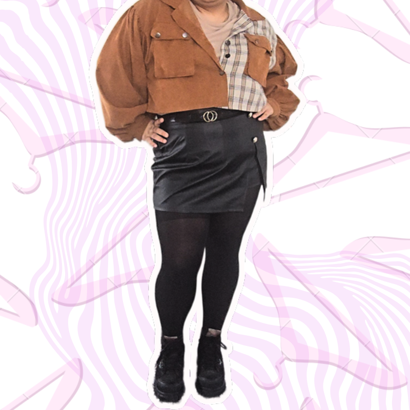 Black Faux Leather Mini Skort
