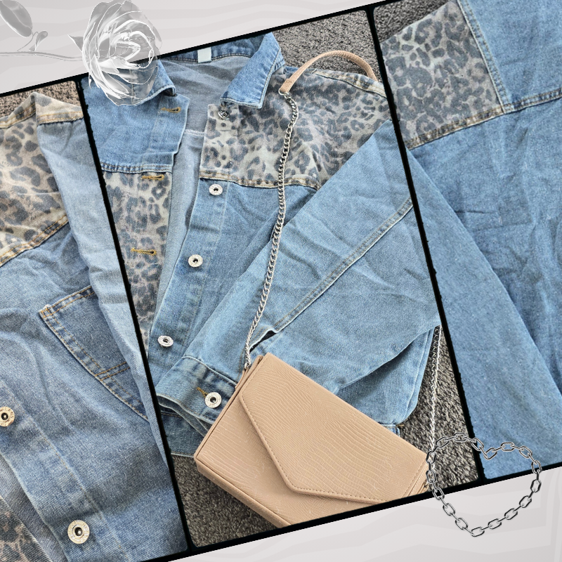Leopard Patchwork Denim Jacket